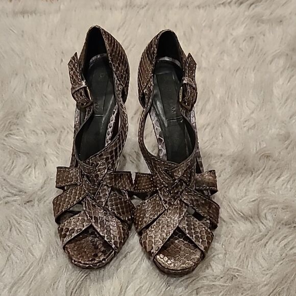 Derek lam womens brown snakeskin heels size 36 1/2 us size 5 1/2 - Picture 1 of 8